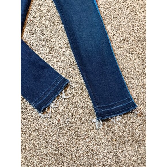 Veronica Beard Debbie 10” Skinny Midnight Fray & Tux Striped Stretch Denim Jeans - Picture 4 of 12